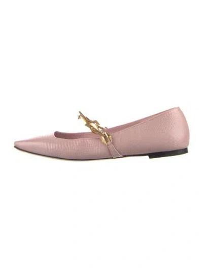 Pre-owned Jimmy Choo Leather Chain-link Accents Ballet Flats In Pink