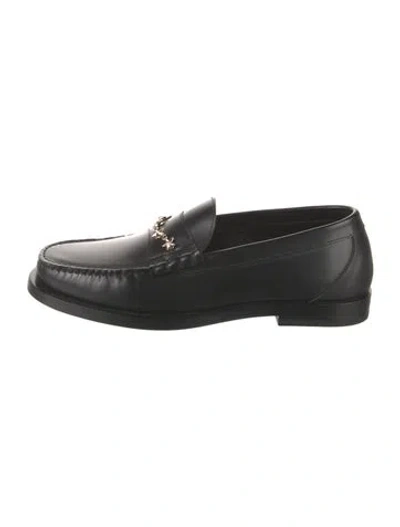 Pre-owned Jimmy Choo Leather Chain-link Accents Loafers In Black