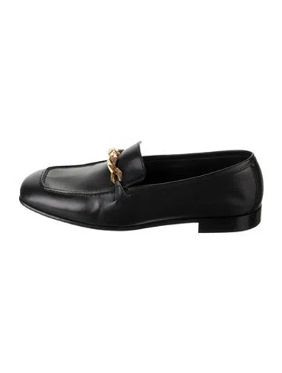 Pre-owned Jimmy Choo Leather Chain-link Accents Loafers In Black