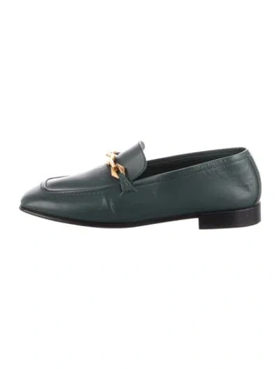 Pre-owned Jimmy Choo Leather Chain-link Accents Loafers In Green