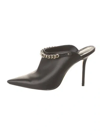 Pre-owned Jimmy Choo Leather Chain-link Accents Mules In Black