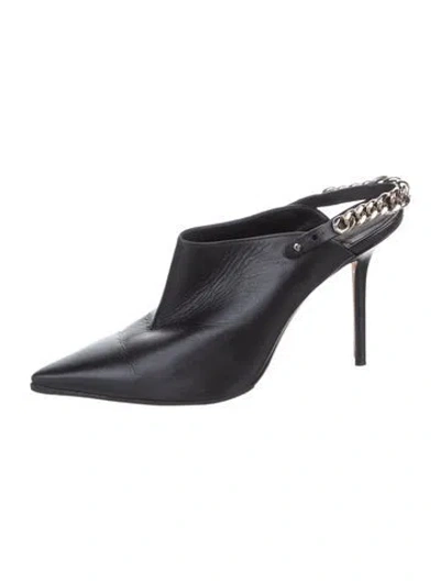 Pre-owned Jimmy Choo Leather Chain-link Accents Mules In Black