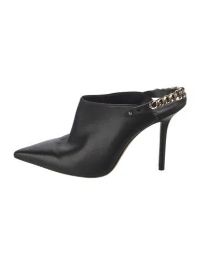 Pre-owned Jimmy Choo Leather Chain-link Accents Mules In Black