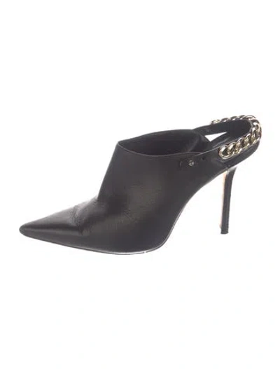 Pre-owned Jimmy Choo Leather Chain-link Accents Mules In Blue