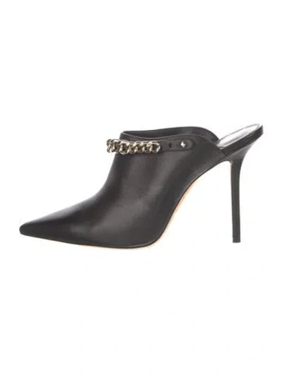 Pre-owned Jimmy Choo Leather Chain-link Accents Mules In Gray