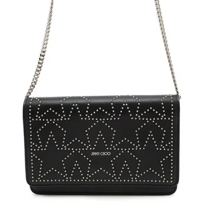 Pre-owned Jimmy Choo Leather Chain/shoulder Wallet () In Black