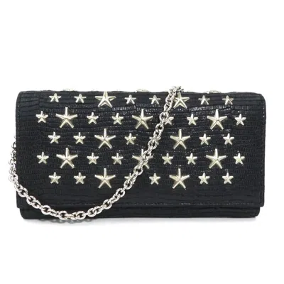 Pre-owned Jimmy Choo Leather Chain/shoulder Wallet () In Black