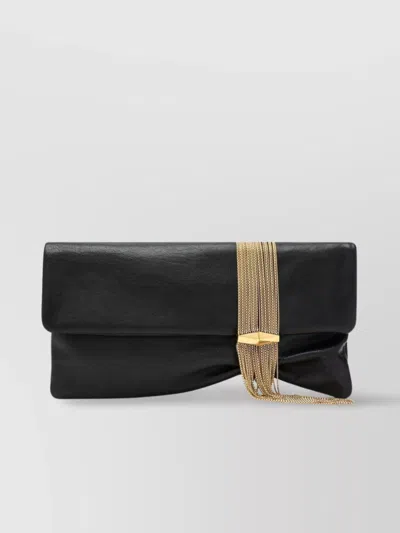 JIMMY CHOO LEATHER CLUTCH BAG GOLD PENDANT