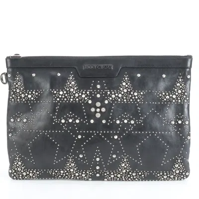 Pre-owned Jimmy Choo Leather Clutch Bag Pouch () In Black
