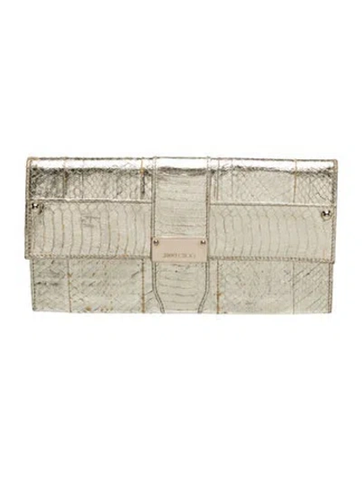 Pre-owned Jimmy Choo Leather Clutch In Gold