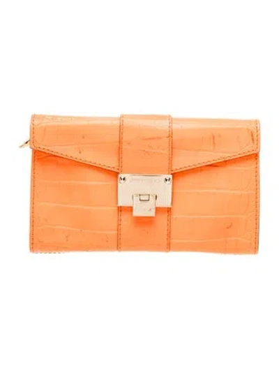 Pre-owned Jimmy Choo Leather Clutch In Orange