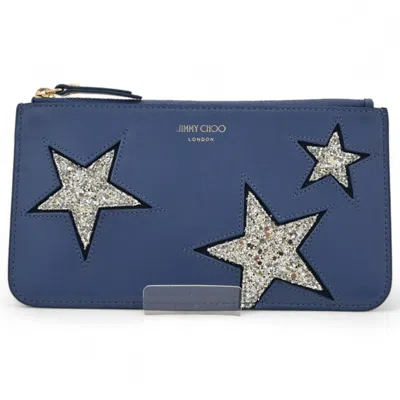 Pre-owned Jimmy Choo Leather Coin Purse/coin Case () In Blue