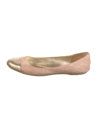 Pre-owned Jimmy Choo Leather Colorblock Pattern Ballet Flats In Pink