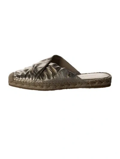 Pre-owned Jimmy Choo Leather Colorblock Pattern Espadrilles In Gold