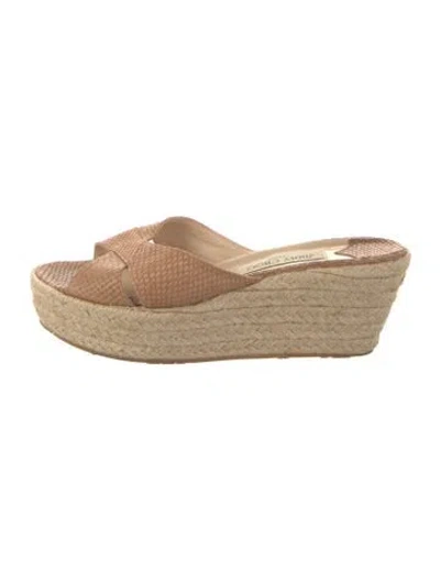 Pre-owned Jimmy Choo Leather Colorblock Pattern Espadrilles In Neutral