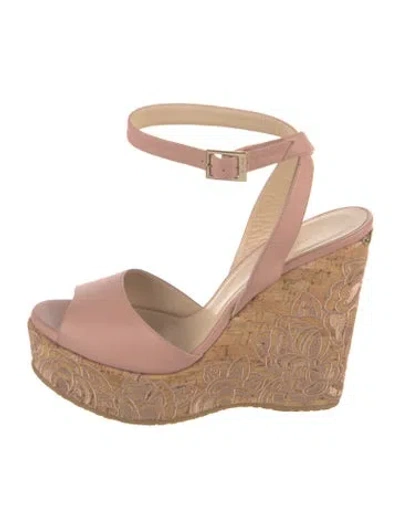 Pre-owned Jimmy Choo Leather Colorblock Pattern Espadrilles In Pink