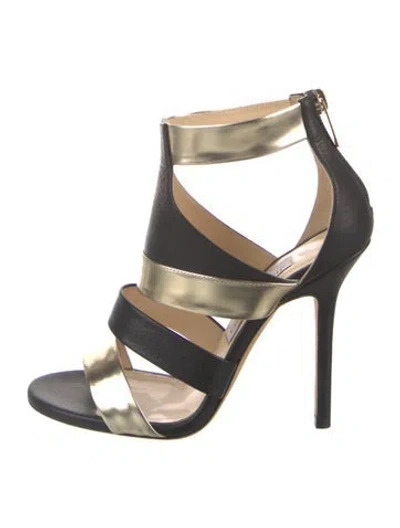 Pre-owned Jimmy Choo Leather Colorblock Pattern Gladiator Sandals In Multi