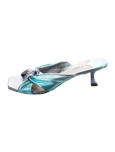 Pre-owned Jimmy Choo Leather Colorblock Pattern Slides In Green