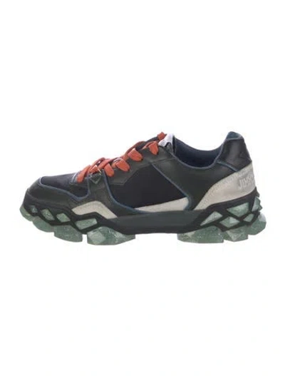 Pre-owned Jimmy Choo Leather Colorblock Pattern Sneakers In Green