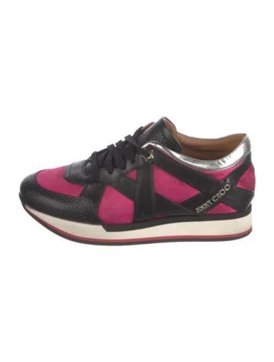 Pre-owned Jimmy Choo Leather Colorblock Pattern Sneakers In Pink