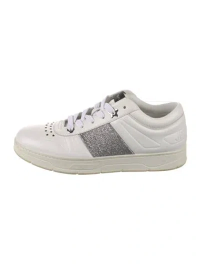 Pre-owned Jimmy Choo Leather Colorblock Pattern Sneakers In White