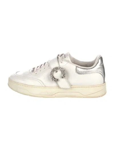 Pre-owned Jimmy Choo Leather Colorblock Pattern Sneakers In White