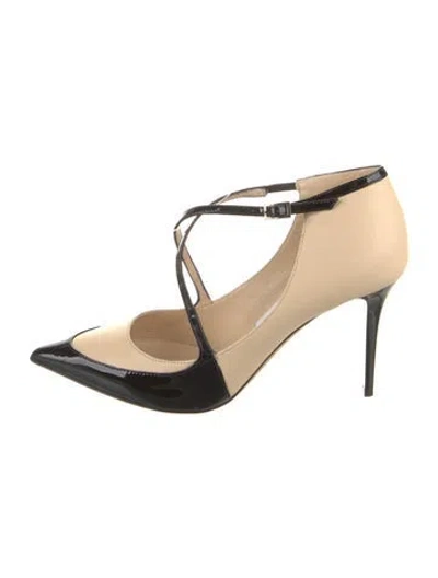 Pre-owned Jimmy Choo Leather Colorblock Pattern T-strap Pumps