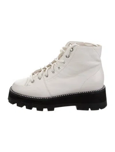 Pre-owned Jimmy Choo Leather Colorblock Pattern Wedge Sneakers In White