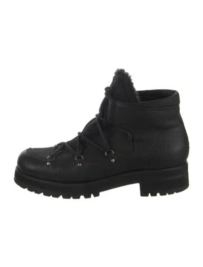 Pre-owned Jimmy Choo Leather Combat Boots In Black