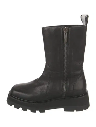 Pre-owned Jimmy Choo Leather Combat Boots In Black