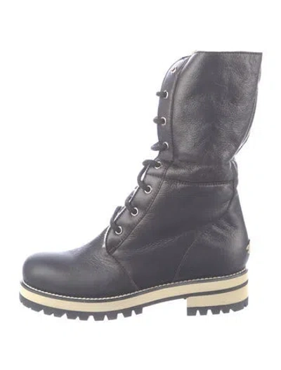 Pre-owned Jimmy Choo Leather Combat Boots In Black