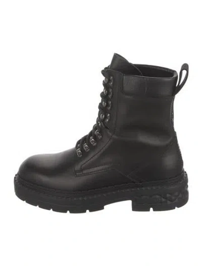 Pre-owned Jimmy Choo Leather Combat Boots In Black