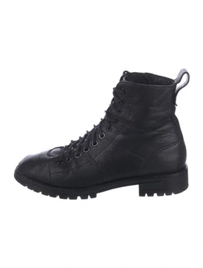 Pre-owned Jimmy Choo Leather Combat Boots In Black