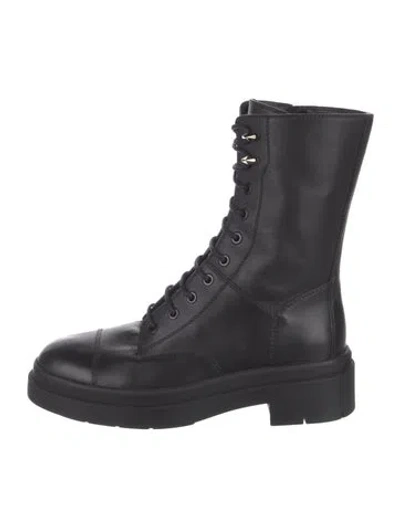 Pre-owned Jimmy Choo Leather Combat Boots In Black