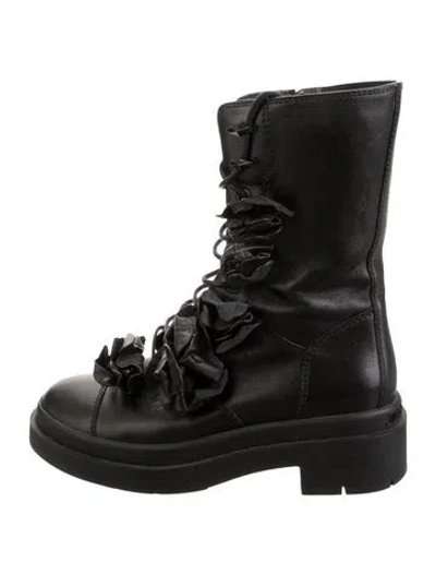 Pre-owned Jimmy Choo Leather Combat Boots In Black