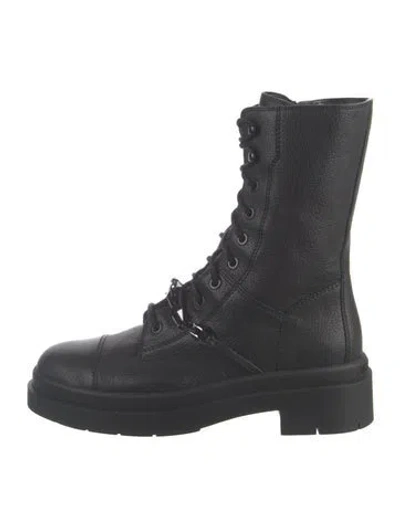 Pre-owned Jimmy Choo Leather Combat Boots In Black