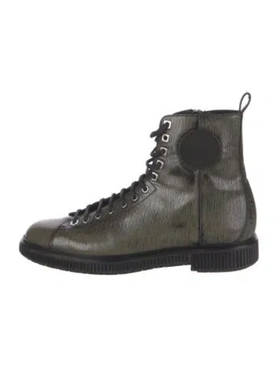 Pre-owned Jimmy Choo Leather Combat Boots In Green
