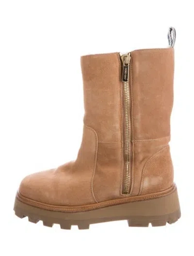 Pre-owned Jimmy Choo Leather Combat Boots In Neutral