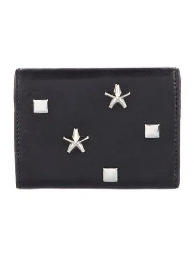 Pre-owned Jimmy Choo Leather Compact Wallet In Black