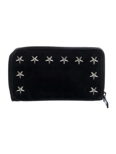 Pre-owned Jimmy Choo Leather Continental Wallet In Black