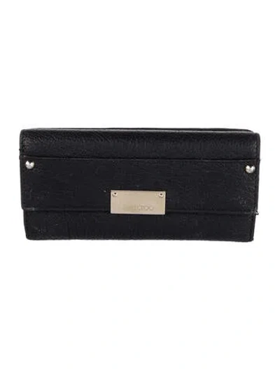 Pre-owned Jimmy Choo Leather Continental Wallet In Black