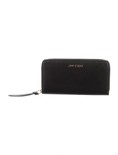 Pre-owned Jimmy Choo Leather Continental Wallet In Black
