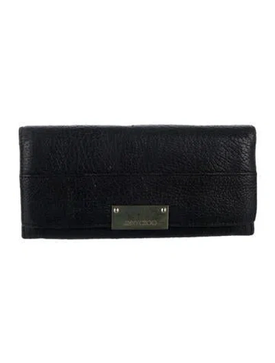 Pre-owned Jimmy Choo Leather Continental Wallet In Black