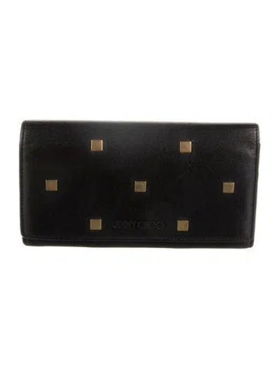 Pre-owned Jimmy Choo Leather Continental Wallet In Black
