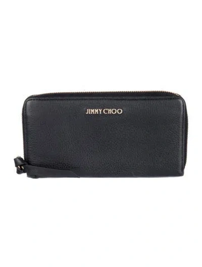 Pre-owned Jimmy Choo Leather Continental Wallet In Black