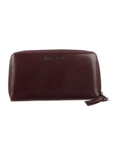 Pre-owned Jimmy Choo Leather Continental Wallet In Burgundy