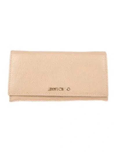 Pre-owned Jimmy Choo Leather Continental Wallet In Neutral