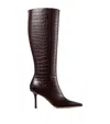 Jimmy Choo Leather Croc-embossed Agathe Knee-high Boots 85 In Brown