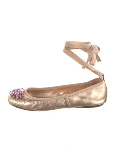 Pre-owned Jimmy Choo Leather Crystal Embellishments Ballet Flats