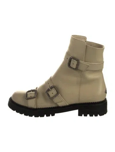 Pre-owned Jimmy Choo Leather Crystal Embellishments Boots